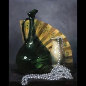 Green Jug White Pearls