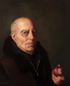 Portrait of the Artist with Apple 20x24 Oil